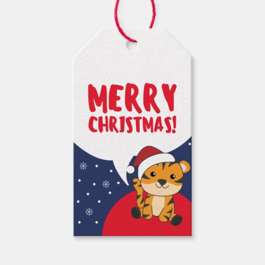 Tijgerkerstsneeuwwinterdieren Label met Tiger Gift Cadeaulabel (Voorkant)
