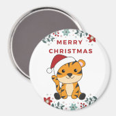 Tijgerkerstsneeuwwinterdieren Tiger Magnet (Voorkant / Achterkant)