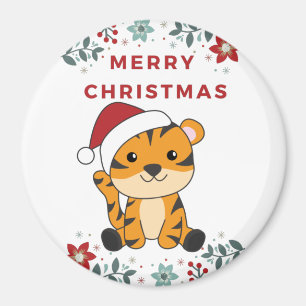 Tijgerkerstsneeuwwinterdieren Tiger Magnet