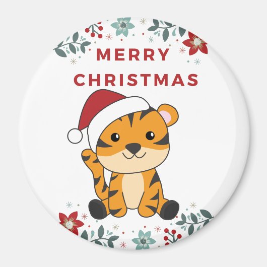 Tijgerkerstsneeuwwinterdieren Tiger Magnet (Voorkant)