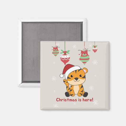 Tijgerkerstsneeuwwinterdieren Tiger Magnet (Voorkant / Achterkant)