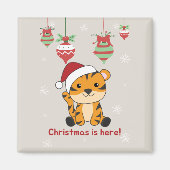 Tijgerkerstsneeuwwinterdieren Tiger Magnet (Voorkant)