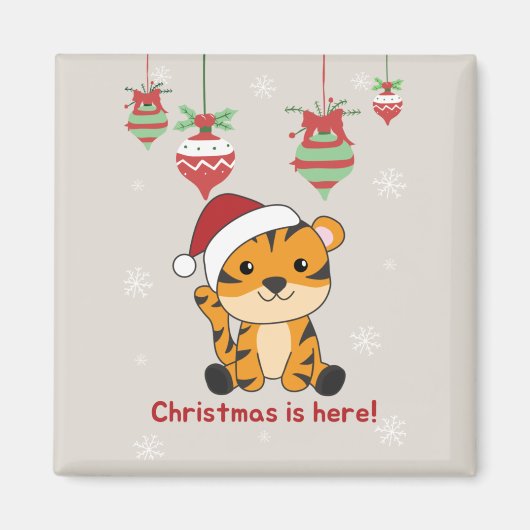 Tijgerkerstsneeuwwinterdieren Tiger Magnet (Voorkant)