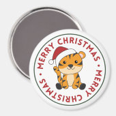Tijgerkerstsneeuwwinterdieren Tiger Magnet (Voorkant / Achterkant)