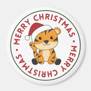 Tijgerkerstsneeuwwinterdieren Tiger Magnet