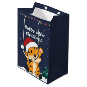 Tijgerkerstsneeuwwinterdieren tijgergemiddelde G Medium Cadeauzakje (Voorkant Gekanteld)