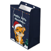 Tijgerkerstsneeuwwinterdieren tijgergemiddelde G Medium Cadeauzakje (Achterkant Gekanteld)