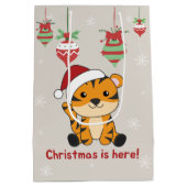 Tijgerkerstsneeuwwinterdieren tijgergemiddelde G Medium Cadeauzakje (Achterkant)