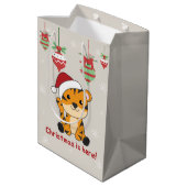 Tijgerkerstsneeuwwinterdieren tijgergemiddelde G Medium Cadeauzakje (Achterkant Gekanteld)