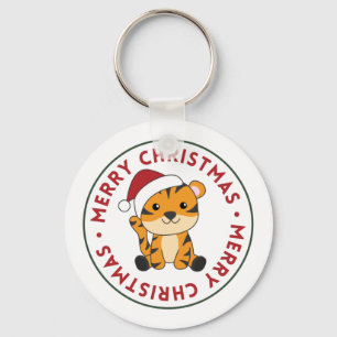 Tijgerkerstwinter winterdieren tijger Sleutelhange Sleutelhanger