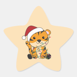 Tijgerkerstwinter winterdieren tijger stersti ster sticker