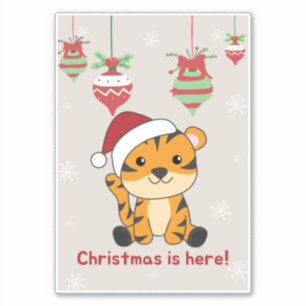 Tijgerkerstwinter winterdieren tijger Sticker