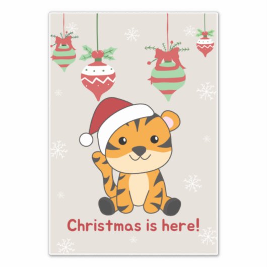 Tijgerkerstwinter winterdieren tijger Sticker (Voorkant)