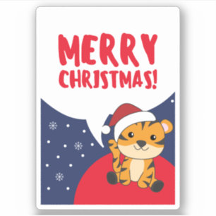 Tijgerkerstwinter winterdieren tijger Sticker