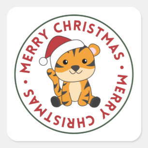 Tijgerkerstwinter winterdieren tijgerplein S Vierkante Sticker