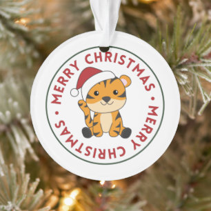 Tijgerkerstwinter winterdieren tijgerversiering ornament