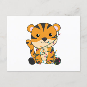 Tijgerkerstwintersneeuw Briefkaart