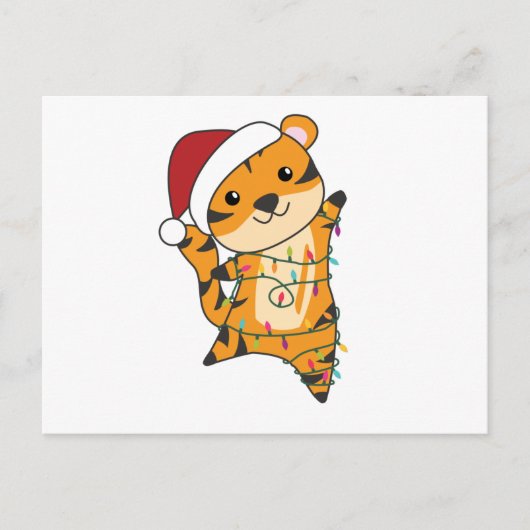 Tijgerkerstwintersneeuw Briefkaart (Voorkant)