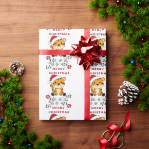 Tijgerkerstwintersneeuw Cadeaupapier