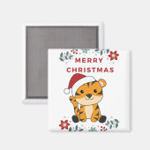 Tijgerkerstwintersneeuw Magneet (Voorkant / Achterkant)