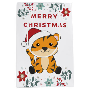 Tijgerkerstwintersneeuw Medium Cadeauzakje