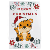 Tijgerkerstwintersneeuw Medium Cadeauzakje (Achterkant)