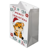 Tijgerkerstwintersneeuw Medium Cadeauzakje (Achterkant Gekanteld)