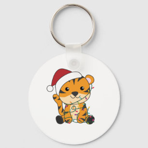Tijgerkerstwintersneeuw Sleutelhanger