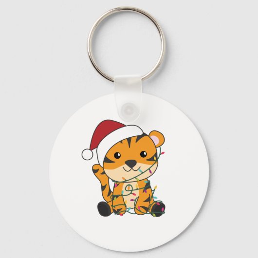Tijgerkerstwintersneeuw Sleutelhanger (Voorkant)