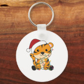 Tijgerkerstwintersneeuw Sleutelhanger (Voorkant)