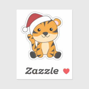 Tijgerkerstwintersneeuw Sticker