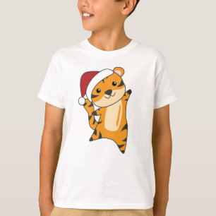 Tijgerkerstwintersneeuw T-shirt