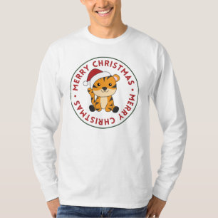 Tijgerkerstwintersneeuw T-shirt