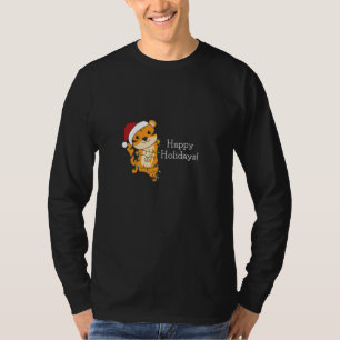 Tijgerkerstwintersneeuw T-shirt