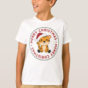 Tijgerkerstwintersneeuw T-shirt