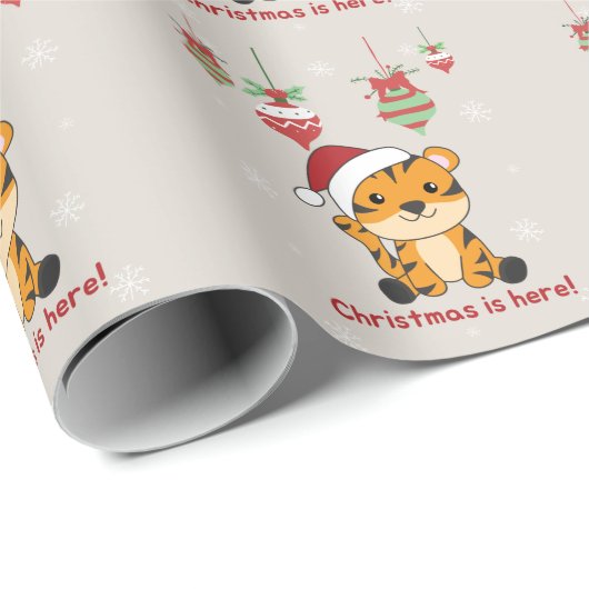 Tijgerkerstwinterwinterdieren tijgervloed cadeaupapier (Rol Hoek)