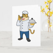 Tijgerkok chef hoed dienblad kaart (Gele Bloem)