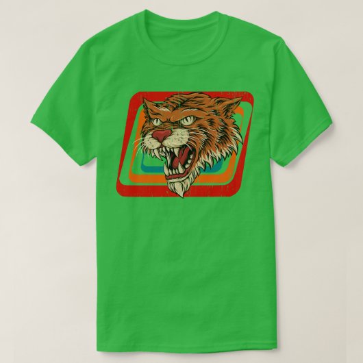 Tijgerkop  aanval pas op retro 80s stijl i t-shirt (Design voorkant)