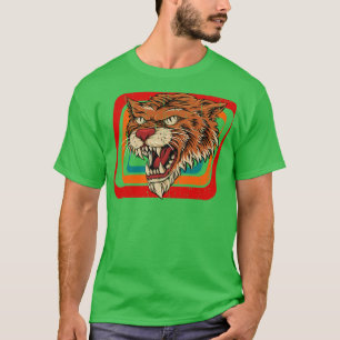 Tijgerkop aanval pas op retro 80s stijl i t-shirt
