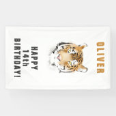 Tijgerkop Aquarel Verjaardagsnaam Spandoek (Horizontaal)