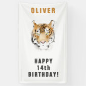 Tijgerkop Aquarel Verjaardagsnaam Spandoek (Verticaal)