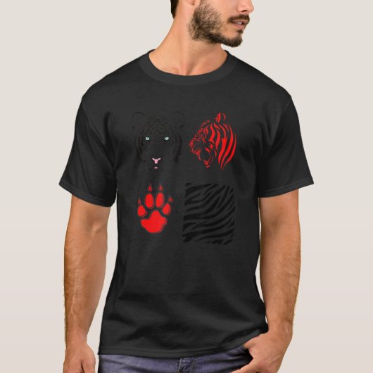 Tijgerkop Cricut Red Tiger met wilde dieren T-shirt (Voorkant)