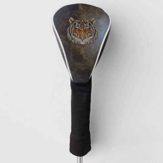Tijgerkop, gezicht, leerlook golfheadcover (Voorkant)
