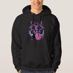 Tijgerkop Gezicht Waterverf Moppige Bril Wilde Die Hoodie