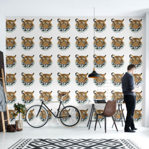 Tijgerkop Gezicht Wild Dier Tijger Behang