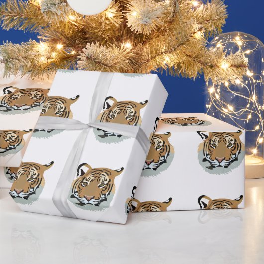 Tijgerkop Gezicht Wild Dier Tijger Cadeaupapier (Feestdagen)