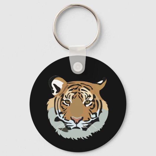 Tijgerkop Gezicht Wild Dier Tijger Sleutelhanger (Voorkant)
