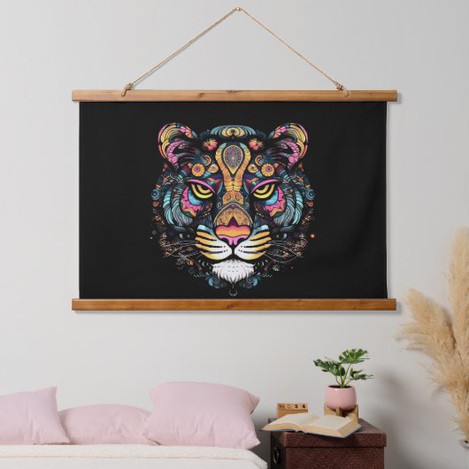 Tijgerkop hangend wandkleed (Slaapkamer)