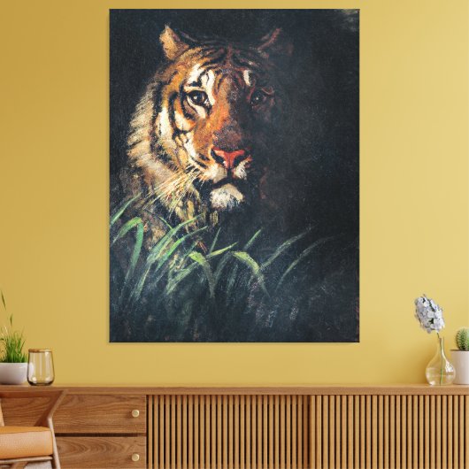 Tijgerkop, kunstschilderij, canvas afdruk (Insitu (Woonkamer))