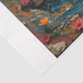 Tijgerkop met bloemen en steencollage tissuepapier (Detail)